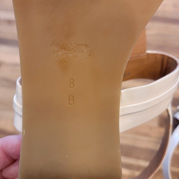 Coach Chalk Caterine Logo Hardware Flat Post Thong Toe Buckle Sandals - Picture 10 of 10